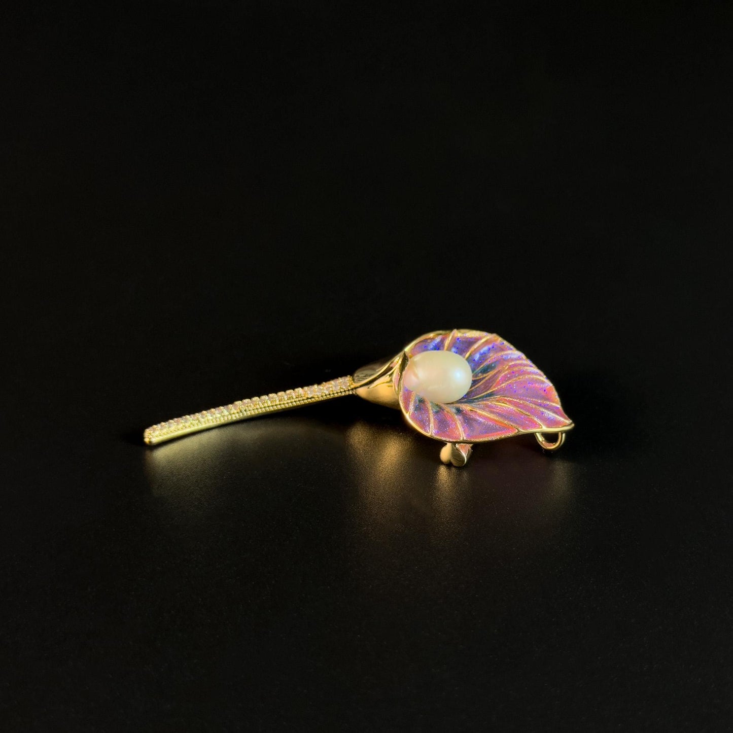 Talaus · Rose Enameled Calla Lily Brooch