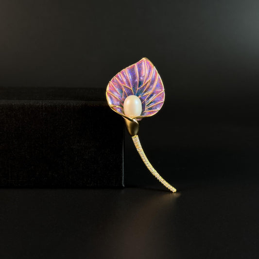 Talaus · Rose Enameled Calla Lily Brooch