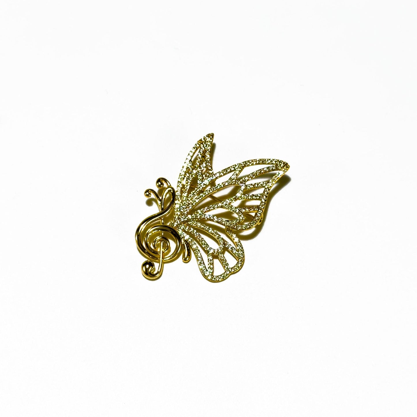 Alcmaon · Golden Musical Note Butterfly Brooch