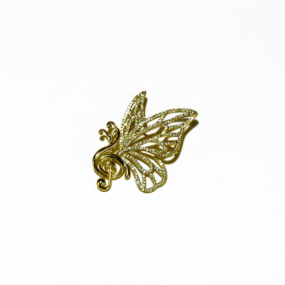 Alcmaon · Golden Musical Note Butterfly Brooch