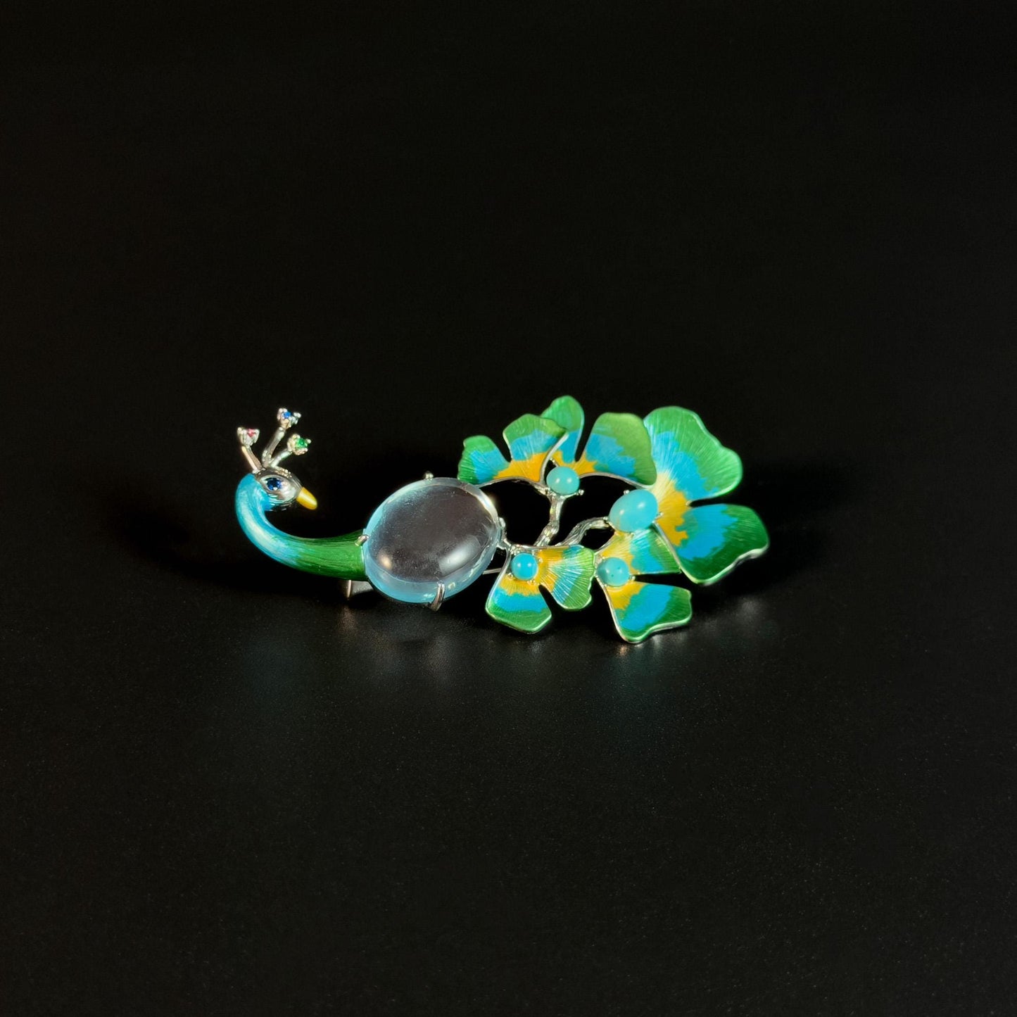 Argeia · Verdant Long-Tail Peacock Brooch