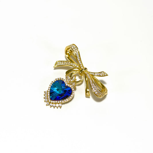 Apollonia · Golden Bow Heart Pendant Brooch
