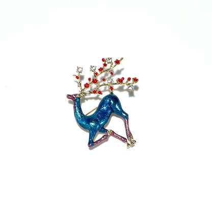 Ancyra · Azure Enameled Deer Brooch