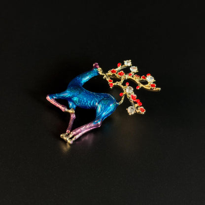 Ancyra · Azure Enameled Deer Brooch