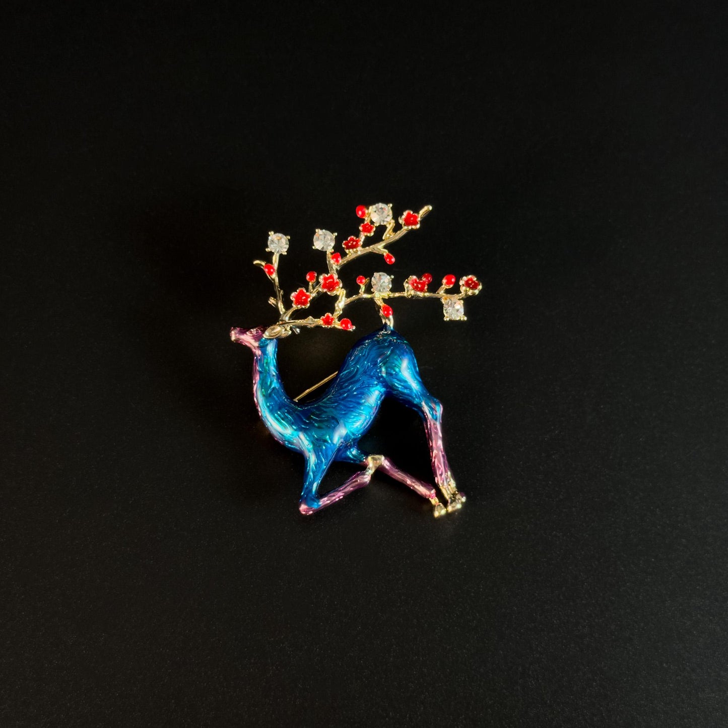 Ancyra · Azure Enameled Deer Brooch