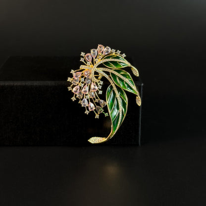 Amphimachus · Verdant Firework and Leaf Brooch