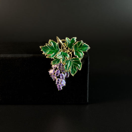 Ampelus · Violet Grape Cluster Brooch