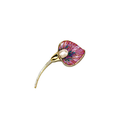 Talaus · Rose Enameled Calla Lily Brooch