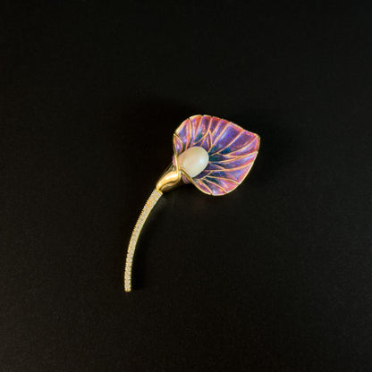 Talaus · Rose Enameled Calla Lily Brooch