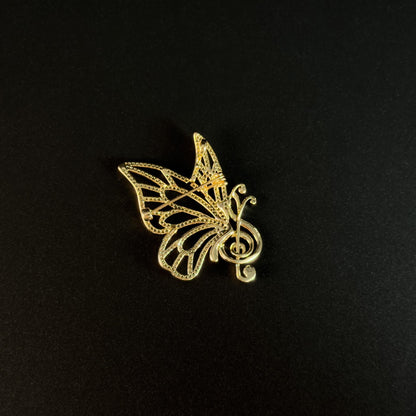 Alcmaon · Golden Musical Note Butterfly Brooch
