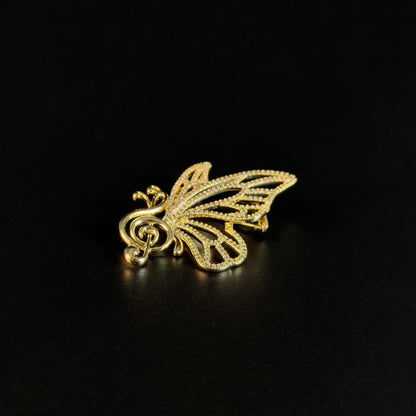 Alcmaon · Golden Musical Note Butterfly Brooch