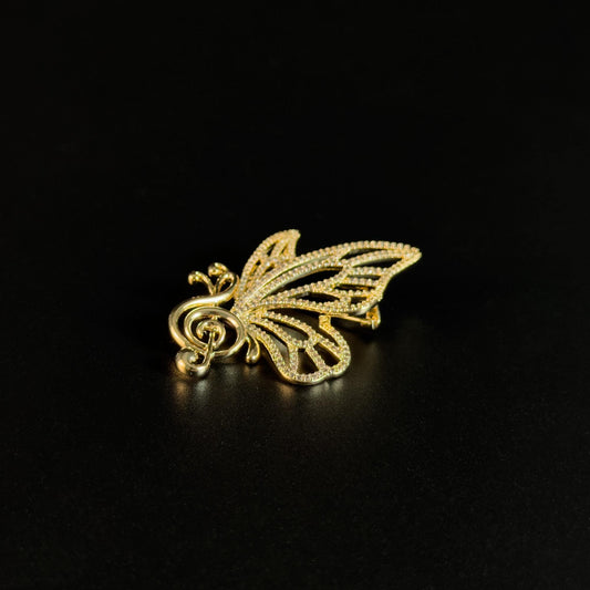 Alcmaon · Golden Musical Note Butterfly Brooch
