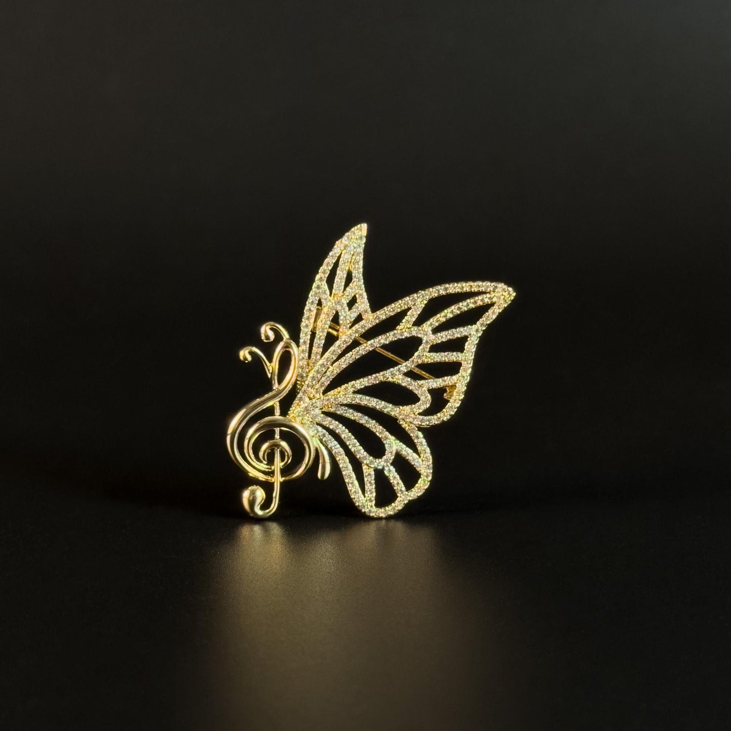 Alcmaon · Golden Musical Note Butterfly Brooch