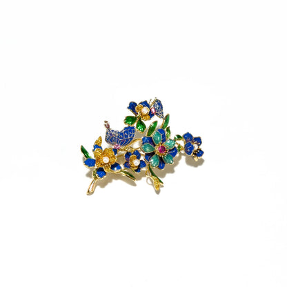 Alcimede · Starlit Butterfly and Camellia Brooch