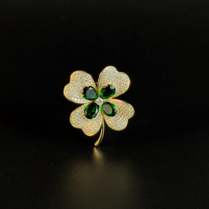 Actorione · Verdant Four-Leaf Clover Brooch