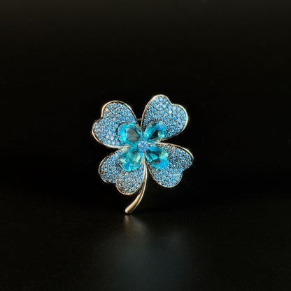 Acrisius · Azure Four-Leaf Clover Brooch