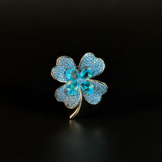 Acrisius · Azure Four-Leaf Clover Brooch