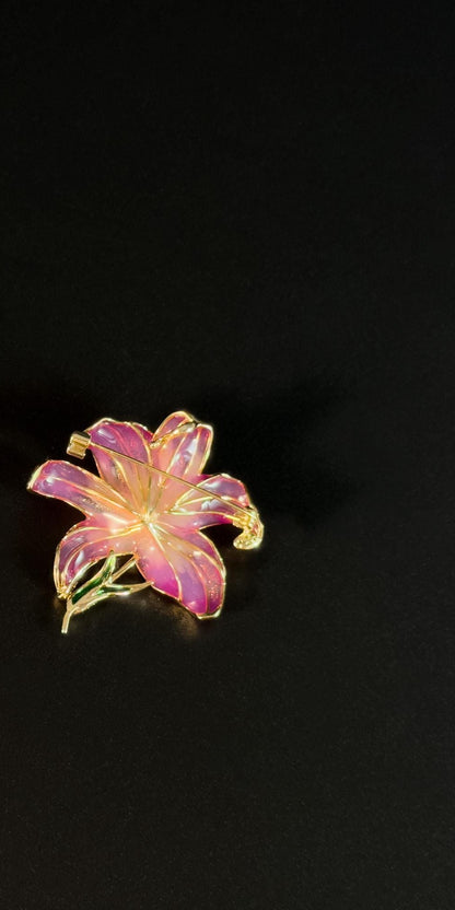 Acastus · Rose Enameled Lily Brooch