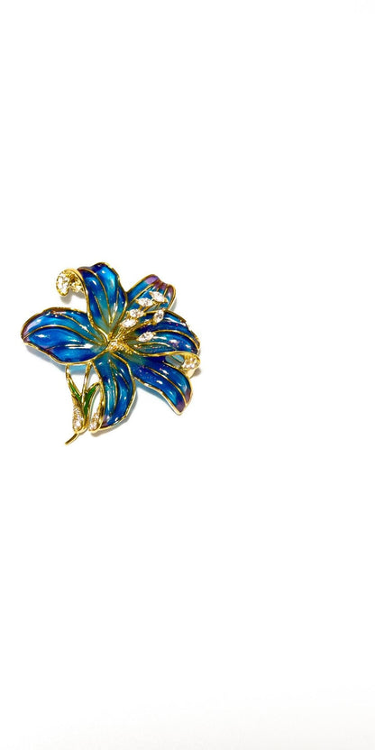 Acamas · Azure Enameled Lily Brooch