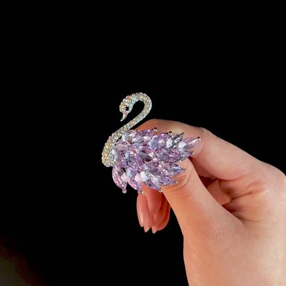 Sparkling Zircon Swan Brooch