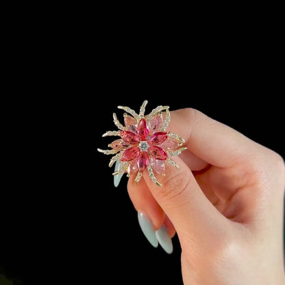 Bauhinia Pink Zircon Flower Brooch
