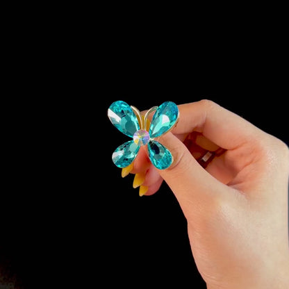 Lake Blue Crystal Butterfly Brooch