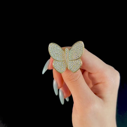 A Gold Fully Diamond-Encrusted Butterfly Brooch
