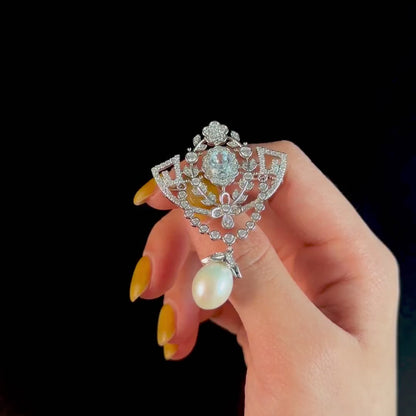 Baroque Style Pearl Pendant Brooch
