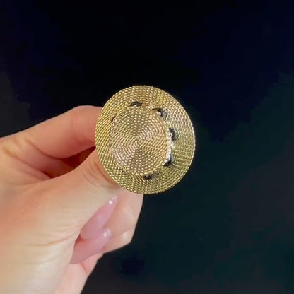 Gold Hat-Shaped Brooch