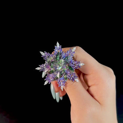 Austrian Purple Crystal Snowflake Brooch