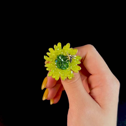 Sunflower and Bee Brooch