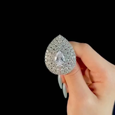 Diamond Teardrop Brooch