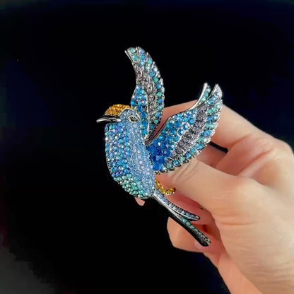 Blue Bird-Shaped Brooch