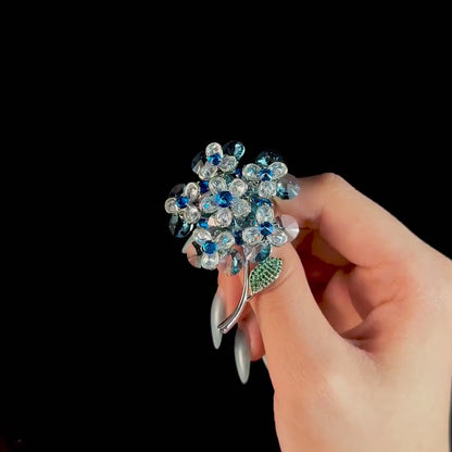 Blue Crystal Flower Bouquet Brooch
