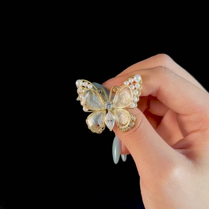 Butterfly-Shaped Pearl Brooch
