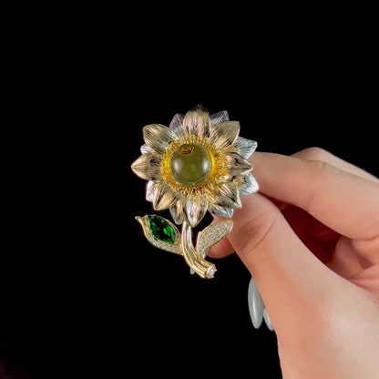 Gold Sunflower Brooch and Pendant