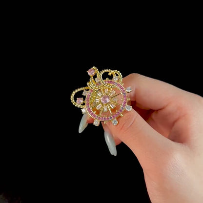 Pink Ship's Wheel Brooch