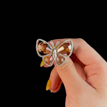 Brown Zircon Butterfly Brooch