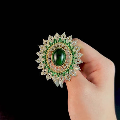 Baroque-Style Emerald Brooch