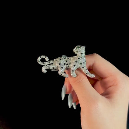 Fully Diamond-Encrusted Leopard Brooch