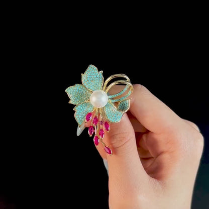 Blue Star Flower Brooch