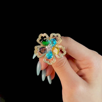 Colorful Five-Petal Flower Brooch