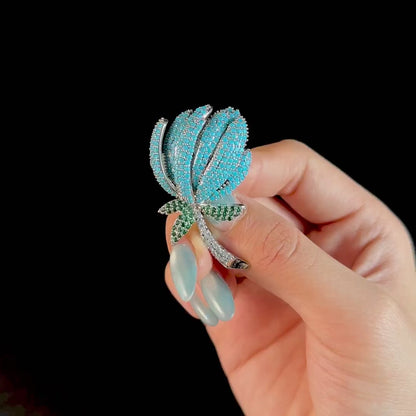 Blue Tulip-Shaped Brooch