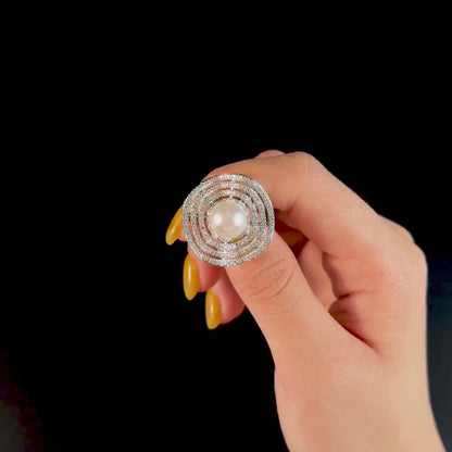 Mini Silver and Pearl Round Brooch