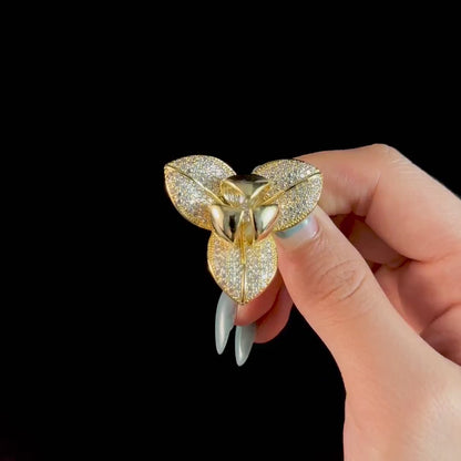 Gold Clover Brooch