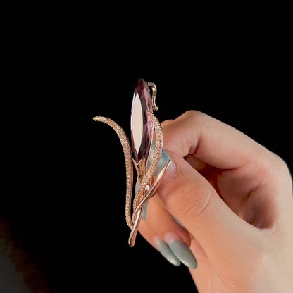 Elegant Pink Zircon Bouquet Brooch