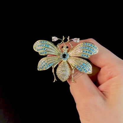 Blue and Gold Bee Brooch