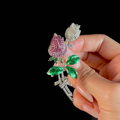 Elegant Two-Tone Rose Brooch