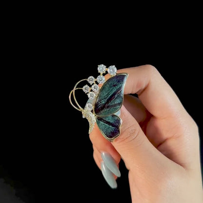 Elegant Green Butterfly Brooch