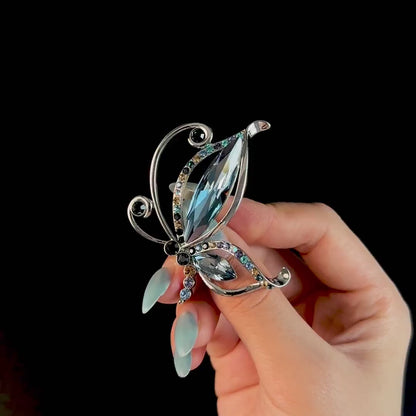 Elegant Blue Zircon Butterfly Brooch